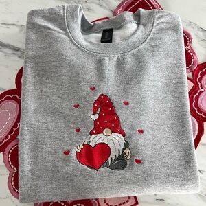 Gray Gnome Valentine Heart Sweatshirt